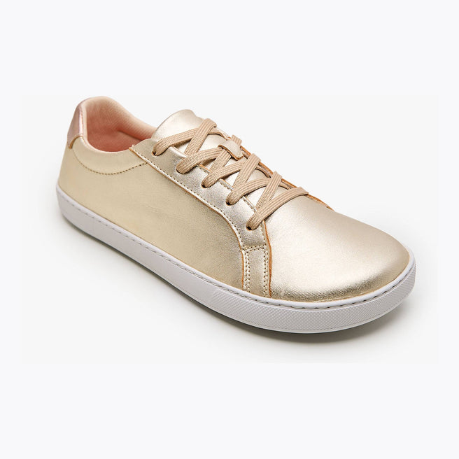 The Women's Everyday Sneaker in metallic gold natural leather - Origo barefoot shoes