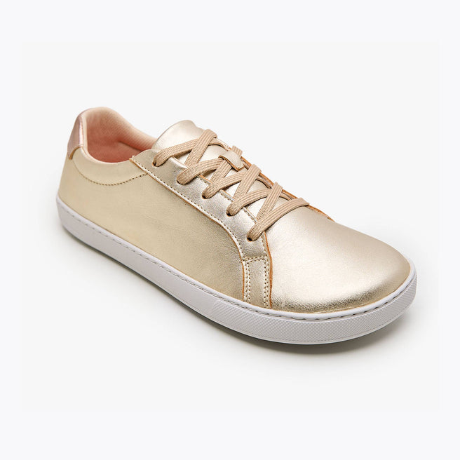 The Women's Everyday Sneaker in metallic gold natural leather - Origo barefoot shoes