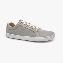 Light grey cotton canvas Men's Everyday Sneaker Gen 3 by Origo, angled side view with white sole.