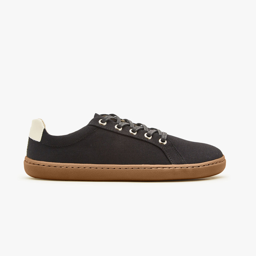 Barefoot Shoes for Women - The Everyday Sneaker in Cotton Canvas - Black - Amber Sole - 9.5 - Origo Shoes