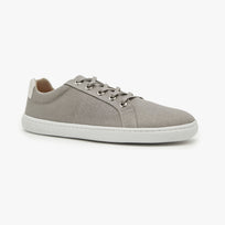 Light grey cotton canvas Women's Everyday Sneaker Gen 3 by Origo, angled side view with white sole.
