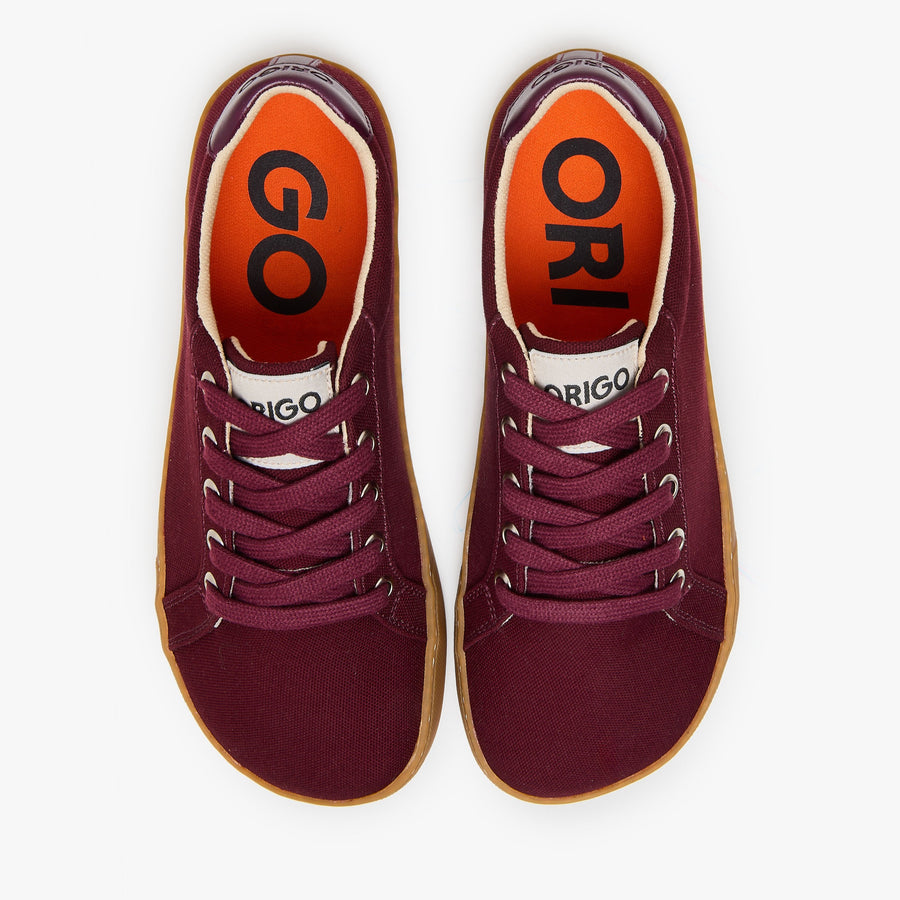 Origo Women's Everyday Sneaker Gen 4 in Cotton Canvas, Burgundy with Amber Sole - view 5