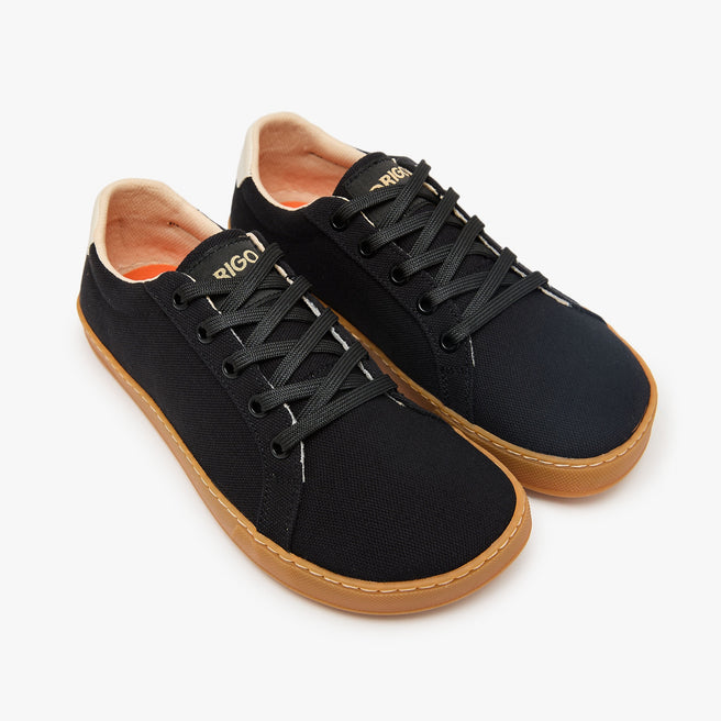 Origo Women's Everyday Sneaker Gen 4 in Cotton Canvas, Black with Amber Sole - view 2