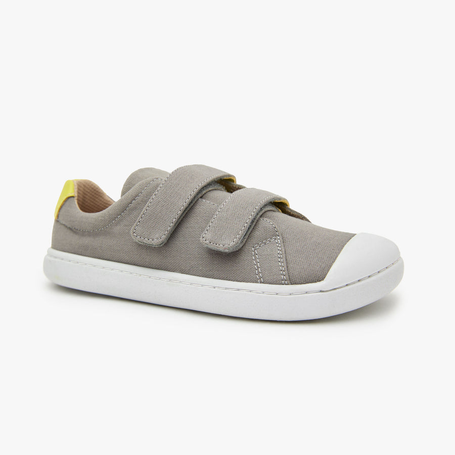 Barefoot shoes for kids - Grey - The Easy Hook & Loop in cotton canvas –  Origo Shoes