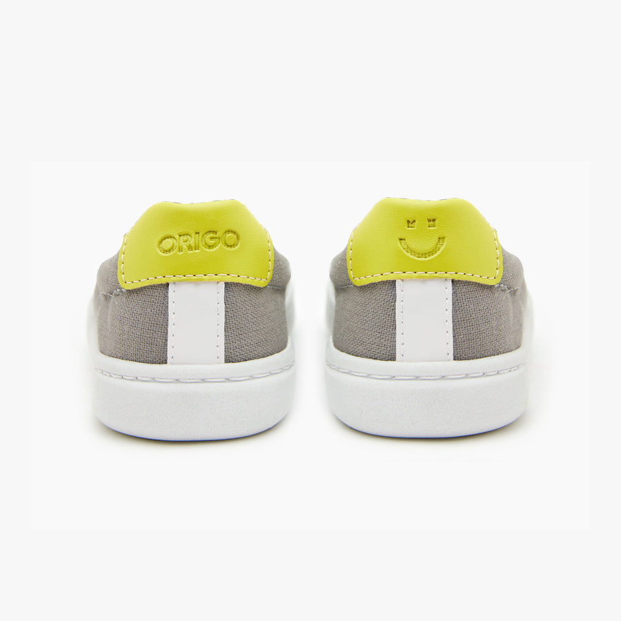 Barefoot shoes for kids - Grey - The Easy Hook & Loop in cotton canvas –  Origo Shoes