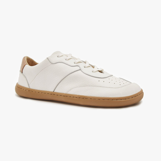 The Women's Retro Sneaker in white natural leather - Origo barefoot shoes