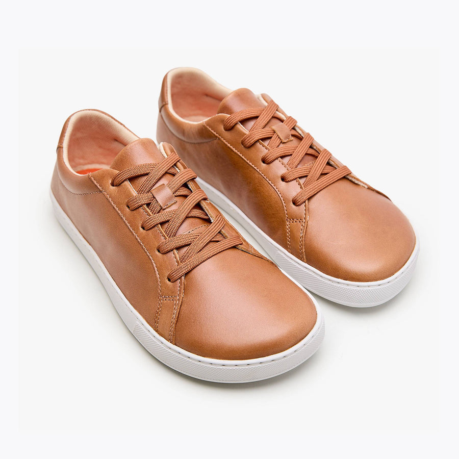 The Women's Everyday Sneaker in caramel natural leather - Origo barefoot shoes