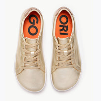 The Women's Everyday Sneaker in metallic gold natural leather - Origo barefoot shoes