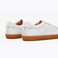 The Women's Everyday Sneaker in white natural leather with amber sole - Origo barefoot shoes