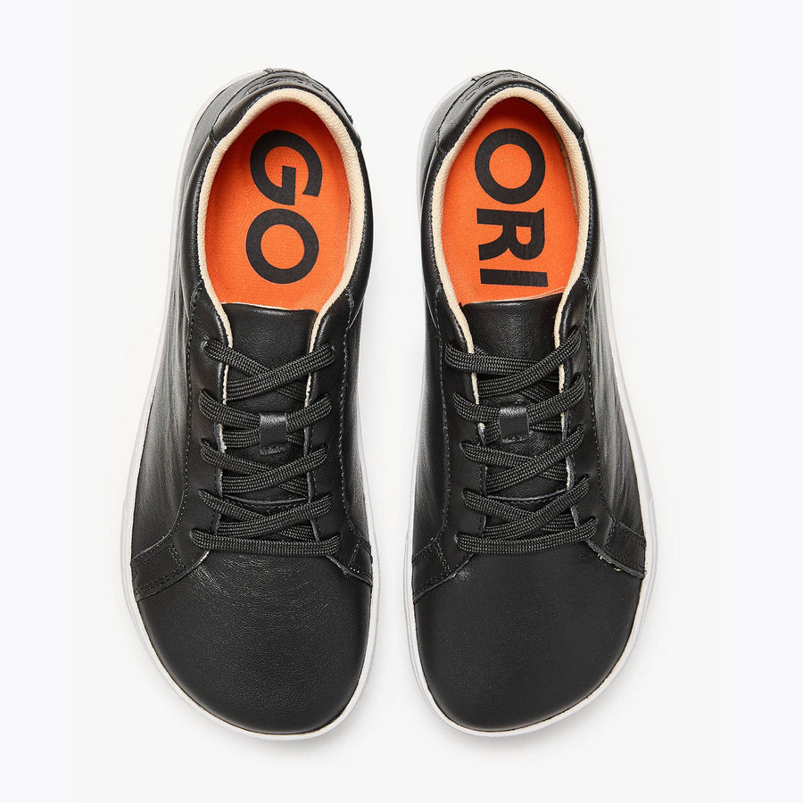 The Women's Everyday Sneaker in black natural leather - Origo barefoot shoes
