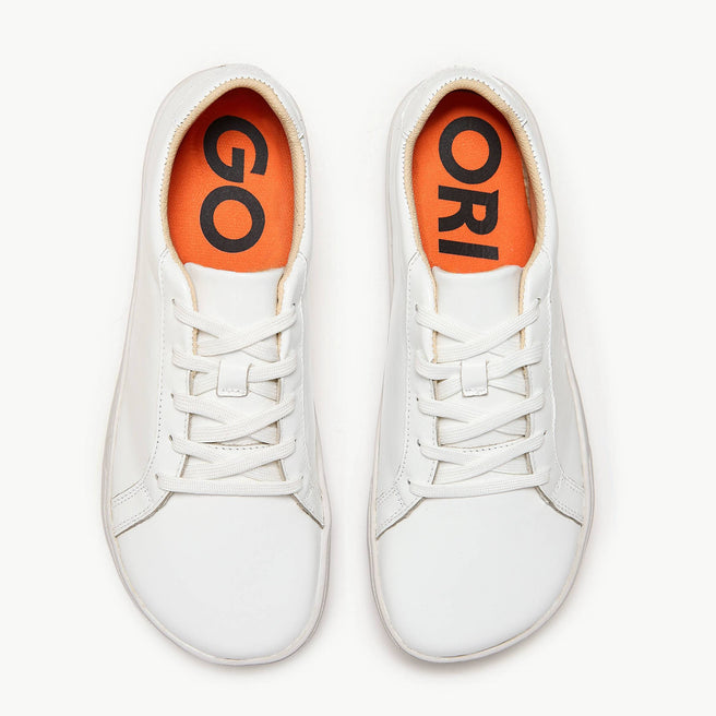 The Women's Everyday Sneaker in white natural leather - Origo barefoot shoes