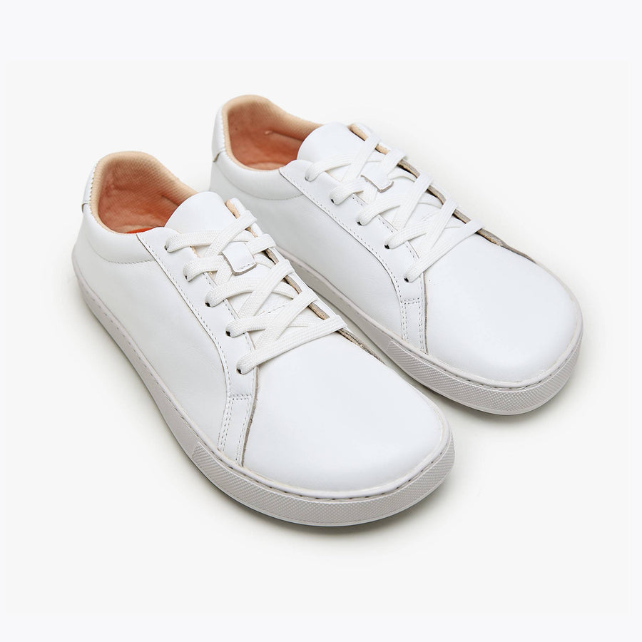 The Women's Everyday Sneaker in white natural leather - Origo barefoot shoes