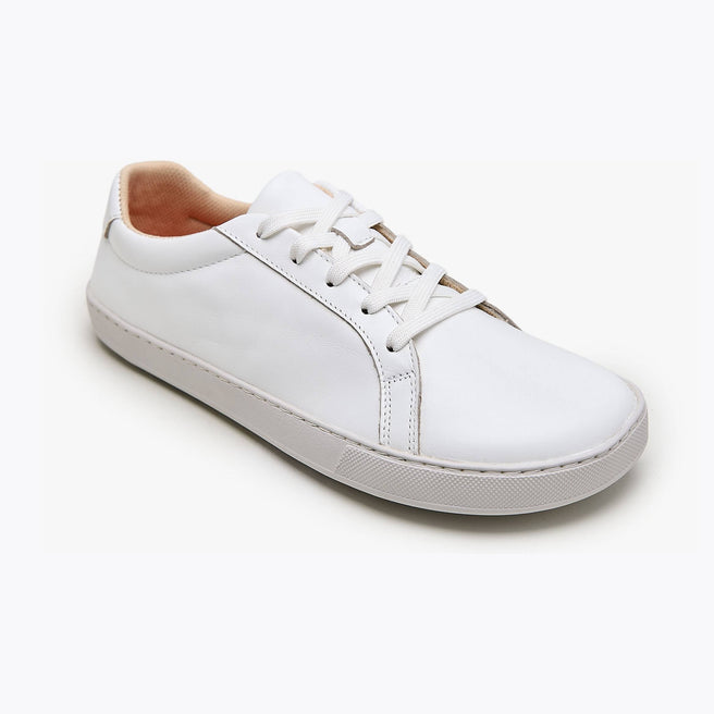 The Women's Everyday Sneaker in white natural leather - Origo barefoot shoes