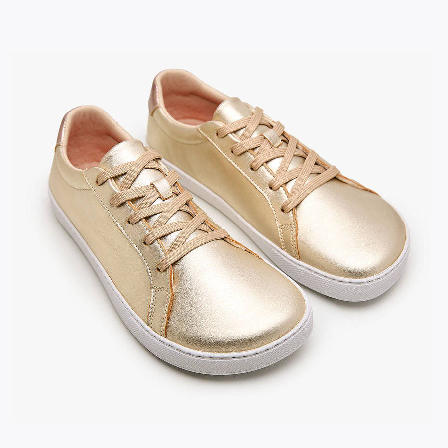 The Women's Everyday Sneaker in metallic gold natural leather - Origo barefoot shoes