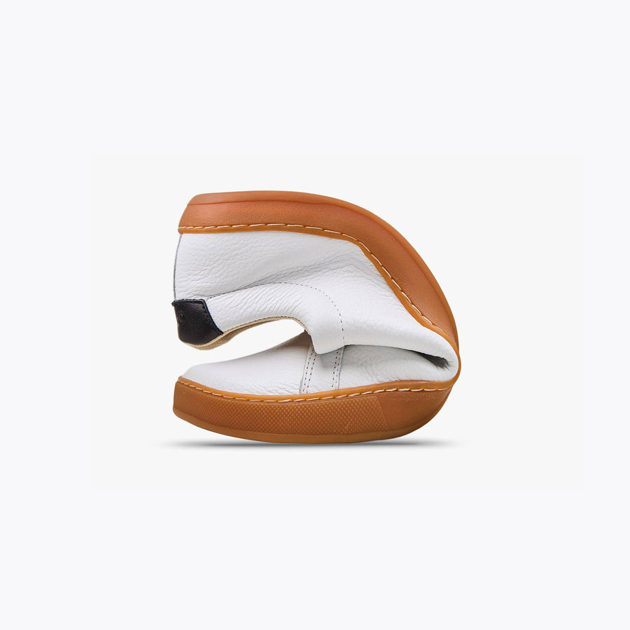 The Men's Everyday Sneaker in white natural leather with amber sole - Origo barefoot shoes