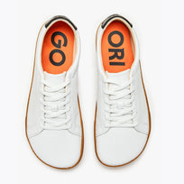 The Men's Everyday Sneaker in white natural leather with amber sole - Origo barefoot shoes