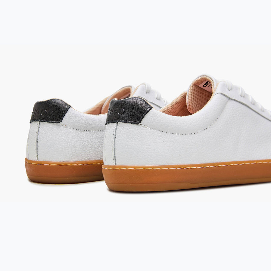 The Men's Everyday Sneaker in white natural leather with amber sole - Origo barefoot shoes