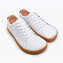 The Men's Everyday Sneaker in white natural leather with amber sole - Origo barefoot shoes