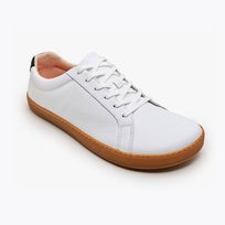The Men's Everyday Sneaker in white natural leather with amber sole - Origo barefoot shoes