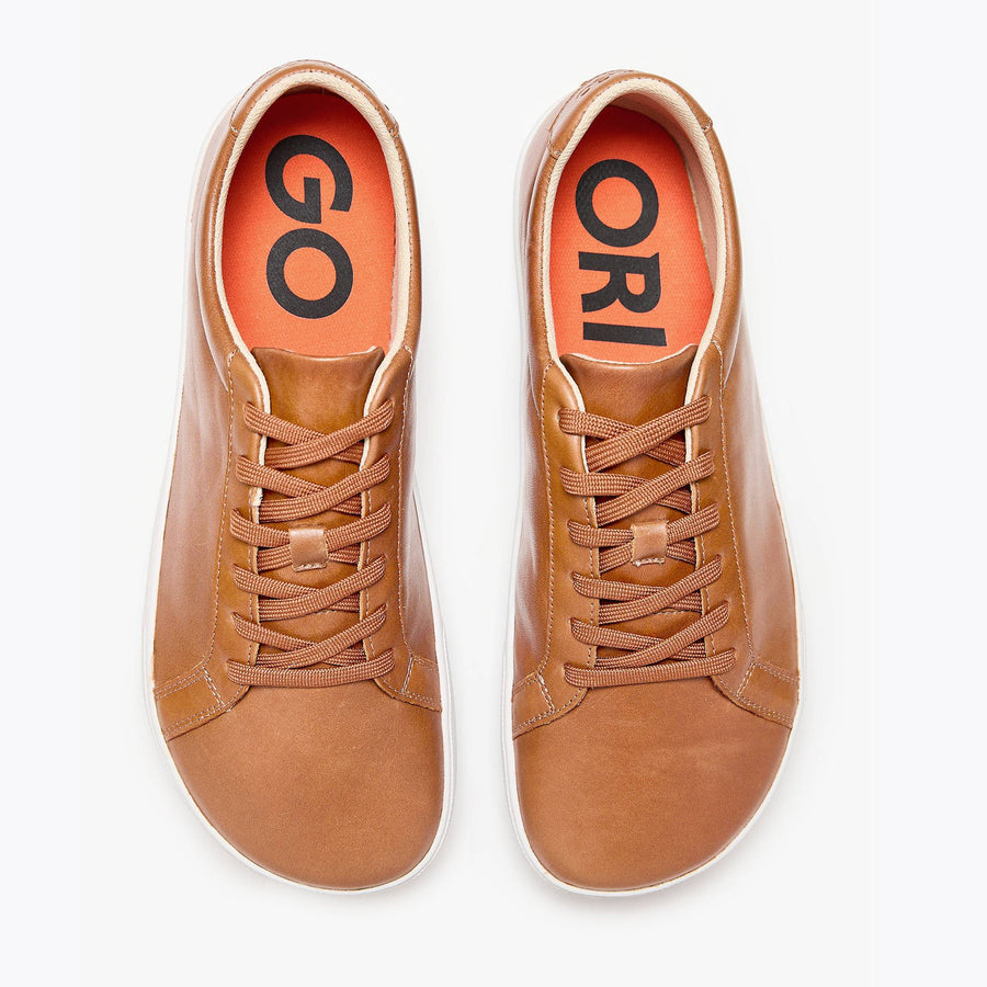 The Men's Everyday Sneaker in caramel natural leather - Origo barefoot shoes