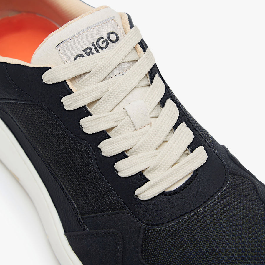 Origo Men's City Sneaker, Black with off-white contrast laces - view 8