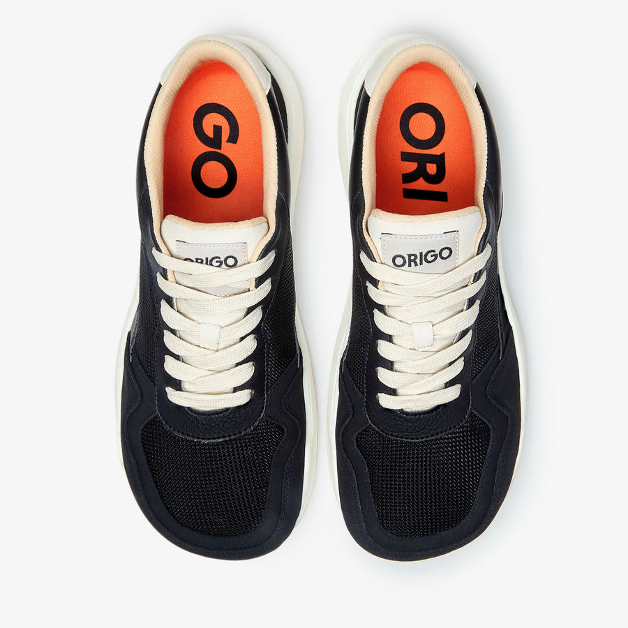 Origo Men's City Sneaker, Black with off-white contrast laces - view 9