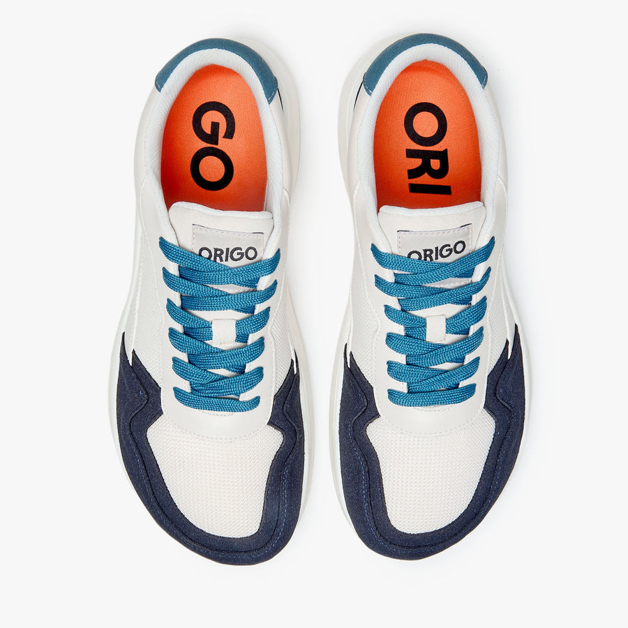 Origo Men's City Sneaker, Navy Blue with light blue contrast laces - view 9