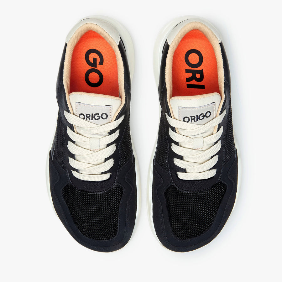 Origo Women's City Sneaker, Black with off-white contrast laces - view 9