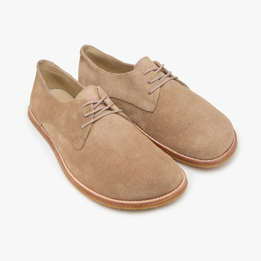 Origo Men's Derby, Beige Suede - three-quarter view of the pair