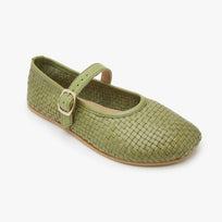 The Intreccio Mary Jane Color barefoot flat Light Olive in a white background 1