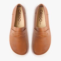 Origo Women's Penny Loafer, Light Brown - top-down view of the pair