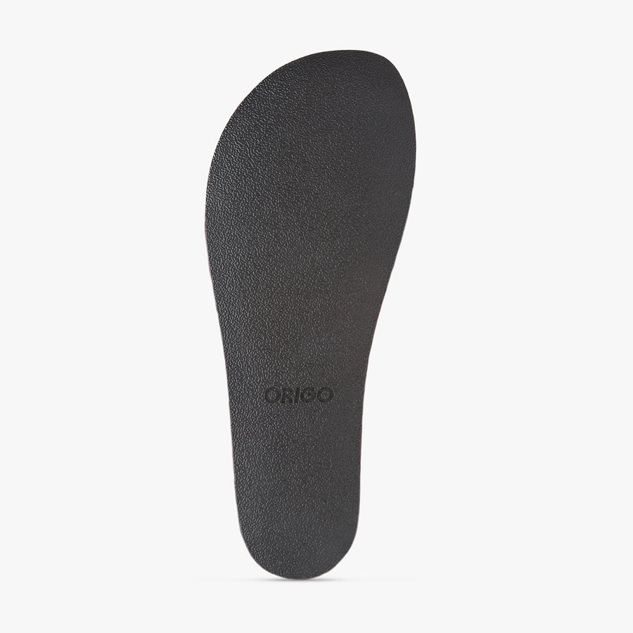 Origo Women's Penny Loafer, Light Brown - bottom view of the outsole