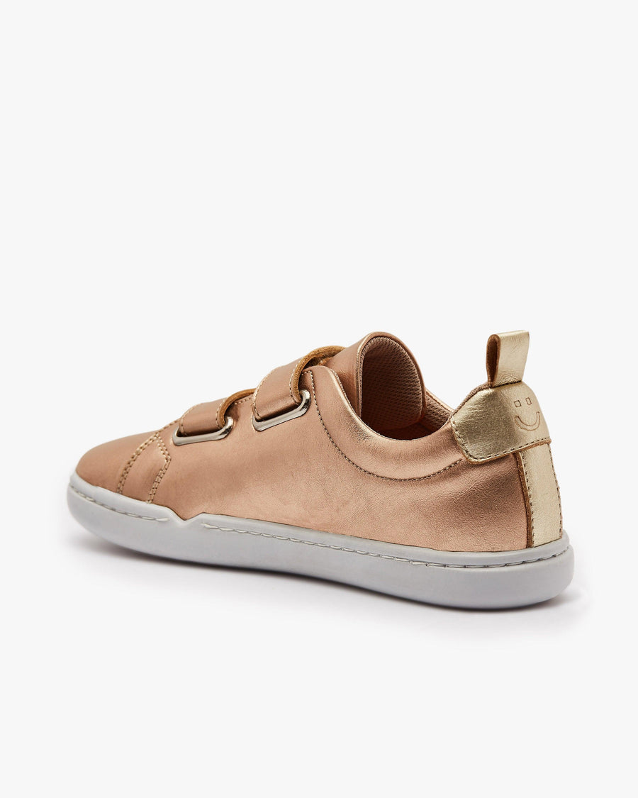 Barefoot shoes for kids - Rose Gold - The Easy Hook & Loop in natural leather