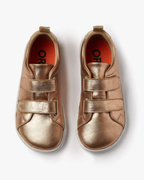 Barefoot shoes for kids - Rose Gold - The Easy Hook & Loop in natural leather