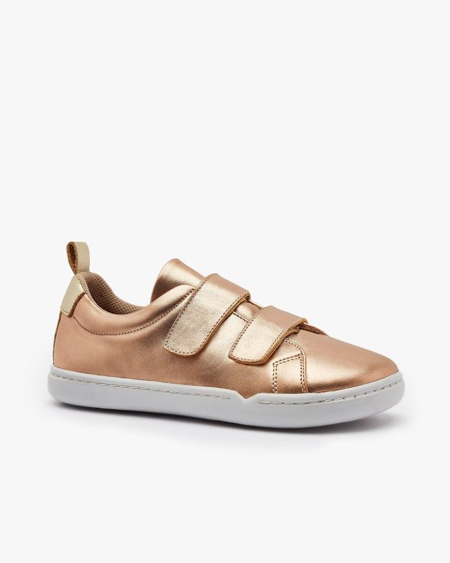 Barefoot shoes for kids - Rose Gold - The Easy Hook & Loop in natural leather