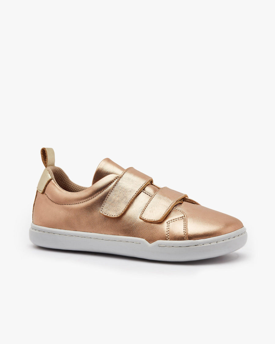 Barefoot shoes for kids - Rose Gold - The Easy Hook & Loop in natural leather