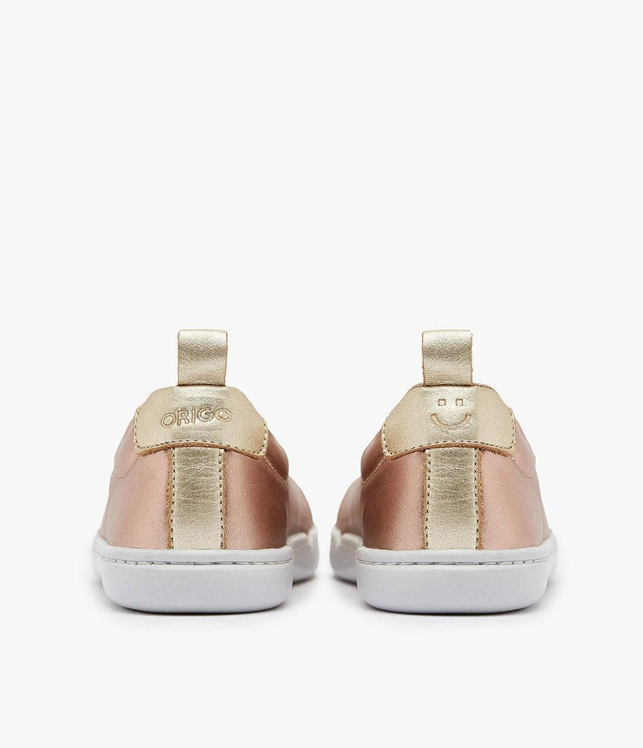 Barefoot shoes for kids - Rose Gold - The Easy Hook & Loop in natural leather